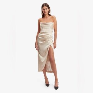 Bardot Draped Strapless Satin Cocktail Dress Size Medium